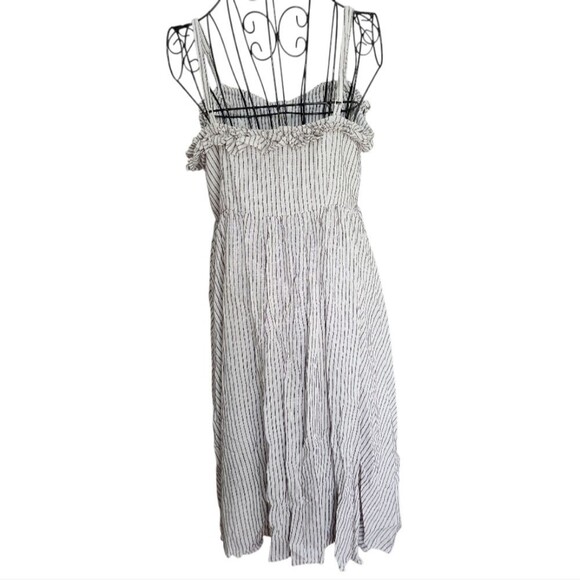 NWT French Connection Button Midi Dress Sz 8 Striped Adj. Spaghetti Straps Fit&F - Picture 6 of 9